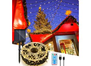 9311835656005 - 100M 100 led Solar Lichterkette IP44 8 Modi Innen Außen WeihnachtenParty Garten Hochzeit Wasserdicht Beleuchtung Deko Warmweiß - Jopassy