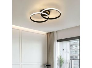 0788285607199 - Goeco - led Deckenleuchte Moderne Deckenleuchte 42 w 4050 Lumen LED-Deckenleuchte Doppelring Deckenleuchte aus Acryl Schwarz für Schlafzimmer