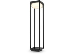 4255596716132 - Licht-erlebnisse - led Wegeleuchte Aluminium Glas IP65 80 cm Schwarz Weiß eckig 3000 k warmweiß 520 lm Modern