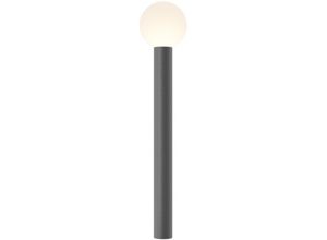 4255596716262 - Licht-erlebnisse - Außenlampe Aluminium 80 cm hoch IP54 Grau Weiß E27 Kugel Schirm Modern