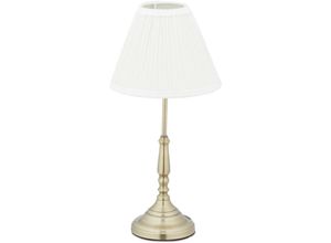 4052025338923 - Tischlampe Stoffschirm Vintage E14 Wohn- & Schlafzimmer Nachttischlampe Metall hd 43 x 21 cm weiß gold - Relaxdays