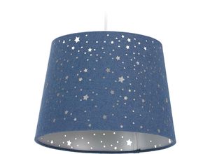 4052025919337 - Relaxdays - Kinderzimmerlampe Sterne hängende Schirmlampe für Jungen Sternenhimmel Motiv E27 runder Stoffschirm blau