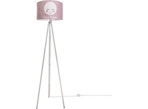 4251393949612 - Kinderlampe Stehlampe led Kinderzimmer Lampe Mit Mond-Motiv Deko Stehleuchte E27 Dreibeinig Weiß Pink (Ø38 cm) - Paco Home