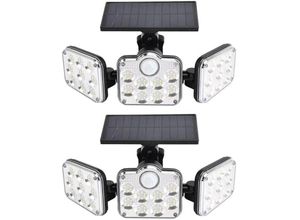 9468778806667 - 2er-Pack 138 LEDs 2200 lm Solar-Flutlichter für den Außenbereich mit Fernbedienung IP65 wasserdicht 3 verstellbare Köpfe 270° Weitwinkel