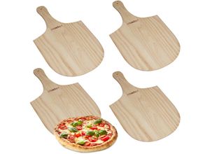 4052025327613 - Relaxdays - 4 x Pizzaschieber aus Holz mit handlichem Griff für Brot & Flammkuchen Pizzaschaufel BxT 305 x 54 cm natur