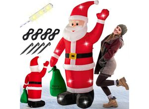 4250525346978 - Aufblasbarer Weihnachtsmann xl 180cm led Beleuchtet Befestigungsmaterial IP44 Außen Weihnachtsdeko Santa Nikolaus Weihnachtsfigur Christmas - Monzana