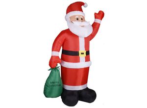 4250525346978 - Aufblasbarer Weihnachtsmann xl 180cm led Beleuchtet Befestigungsmaterial IP44 Außen Weihnachtsdeko Santa Nikolaus Weihnachtsfigur Christmas - Monzana