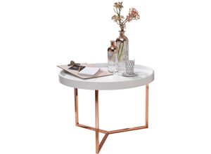4251745760933 - Sofatisch LIA Rund Retro Stil Metallgestell abnehmbares Tablett Anti-Rutsch-Noppen Gold Schwarz oder Kupfer Weiß 4251745760933 - Sofatisch LIA Rund Retro Stil Metallgestell abnehmbares Tablett Anti-Rutsch-Noppen Gold Schwarz oder Kupfer Weiß