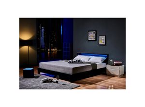 4058166247421 - HOME DELUXE - LED Bett ASTRO Farbe Schwarz Größe 180 x 200 cm LED Polsterbett Bett Bettgestellt