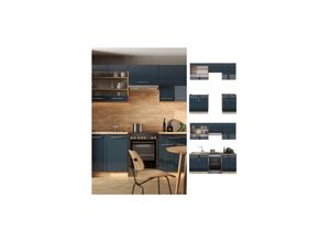 4066731415199 - Küchenschränke Fame-Line Dunkelblau Hochglanz Goldkraft Eiche 200 cm  AP Marmor Vicco