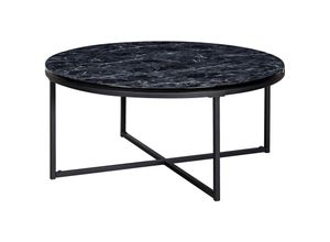 4250950299917 - Design Couchtisch ø 80 cm Marmoroptik Wohnzimmertisch mit Metall-Gestell Sofatisch Rund Tisch Wohnzimmer Beistelltisch - Finebuy