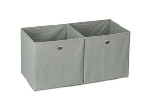 4052025935221 - Aufbewahrungsbox Stoff 2er Set quadratisch Aufbewahrung für Regal Stoffbox in Würfelform 30x30x30 cm grau - Relaxdays