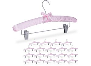 4052025362768 - Relaxdays - 20 x Satin Kleiderbügel gepolstert Vintage verstellbare Clips drehbarer Haken Klammerbügel 38 cm breit rosa