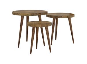 8719883744285 - Bonnevie - 3-tlg Beistelltisch-SetKaffeetisch Dunkelbraun mdf und Eisen vidaXL