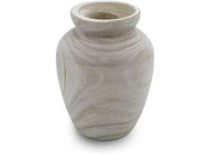 4262371539886 - Design Holz Blumen Vase oval - natur   22 cm - Holzvase Dekoration naturbelassen - natürliche Tischdeko Fensterdeko für Kunstpflanzen Pampasgras