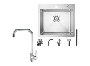0709688538910 - Cecipa Max - Spülbecken mit 1 Becken 50×45CM Edelstahlspüle Gebürstete + Gebürstete Küchenarmatur 360° drehbar Höhe 345 mm 0709688538910 - Cecipa Max - Spülbecken mit 1 Becken 50×45CM Edelstahlspüle Gebürstete + Gebürstete Küchenarmatur 360° drehbar Höhe 345 mm