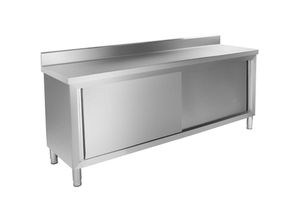 4260223028205 - Royal Catering - Arbeitsschrank Edelstahl Arbeitsplatte Schiebetüren Arbeitstisch 160kg Schrank