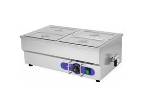 4260307355579 - Speisenwärmer Buffetwärmer Wärmebehälter Für Speisen Elektrisch 1500W aus Edelstahl (Inkl 4x 1 4 gn Behälter mit Deckel für 4x 28L Ablasshahn Bain