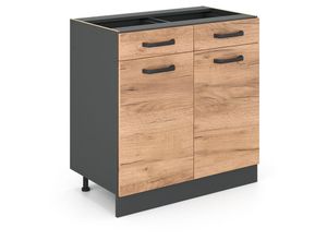 4251421955950 - Küchenschrank mit Schublade R-Line Goldkraft Eiche 80 cm ohne Arbeitsplatte Vicco