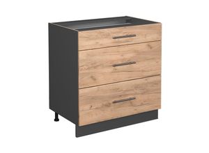 4066731399680 - Küchenunterschrank Fame-Line Goldkraft Eiche 80 cm mit 3 Schubladen ap Eiche Vicco