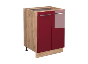 4066731388646 - Küchenunterschrank Fame-Line Bordeaux Hochglanz 60 cm  ap Eiche Vicco