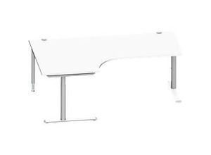 4250510876039 - Genius Winkelschreibtisch MODENA FLEX 90° Ansatz links C-Fuß-Rundrohr B 2000 mm weiß weiß
