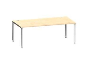 4250510842133 - Schreibtisch MODENA FLEX Rechteck 4-Fuß Quadratrohr B 2000 x T 1000 x H 720-820 mm Ahorn weißaluminium