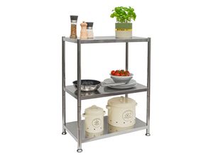 4057216045284 - Shelfr - 3 Ebenen Edelstahl Regal - 61x36x82 Schwerlastregal bis 60kg - Metallregal Küche - silber 4057216045284 - Shelfr - 3 Ebenen Edelstahl Regal - 61x36x82 Schwerlastregal bis 60kg - Metallregal Küche - silber