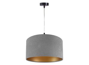 4260183476450 - Pendelleuchte Hängeleuchte Jalua P Velours grey & gold Ø 50 cm 10673