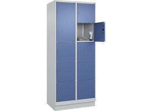 4066681684102 - 5er-Schließfachschrank Classic PLUS 2 Abteile lichtgrau fernblau B 800 mm 10 Fächer mit Bodensockel 4066681684102 - 5er-Schließfachschrank Classic PLUS 2 Abteile lichtgrau fernblau B 800 mm 10 Fächer mit Bodensockel