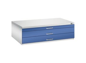 4055404387154 - CP 7200 Planschrank lichtgrau enzianblau 3 Schubladen 1350 x 960 x 420 cm