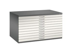 4055404388076 - CP 7200 Planschrank vulkangrau perlweiß 10 Schubladen 1350 x 960 x 760 cm