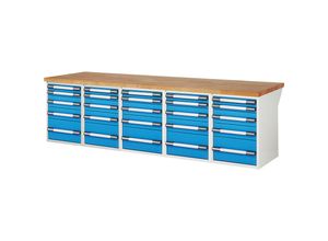 4061753257376 - eurokraft pro Werkbank Baukastensystem Serie 7 25 Schubladen BxT 3000 x 900 mm