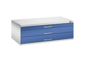 4055404383392 - CP 7100 Planschrank lichtgrau enzianblau 3 Schubladen 1100 x 765 x 420 cm