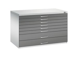 4055404385716 - CP 7100 Planschrank lichtgrau vulkangrau 8 Schubladen 1100 x 765 x 760 cm