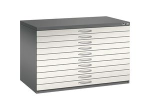 4055404384283 - CP 7100 Planschrank vulkangrau perlweiß 10 Schubladen 1100 x 765 x 760 cm