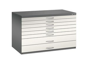 4055404385761 - CP 7100 Planschrank vulkangrau perlweiß 8 Schubladen 1100 x 765 x 760 cm