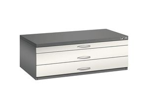 4055404383491 - CP 7100 Planschrank vulkangrau perlweiß 3 Schubladen 1100 x 765 x 420 cm