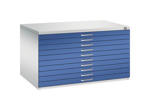 4055404387505 - CP 7200 Planschrank lichtgrau enzianblau 10 Schubladen 1350 x 960 x 760 cm