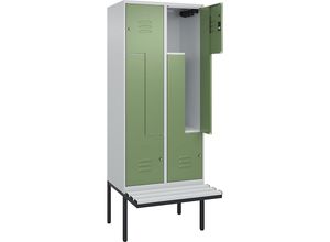4067521115084 - Z-Spind Classic PLUS Sitzbank 2 Abteile lichtgrau resedagrün B 800 mm Zylinderschloss auskragend Kunststoff 4067521115084 - Z-Spind Classic PLUS Sitzbank 2 Abteile lichtgrau resedagrün B 800 mm Zylinderschloss auskragend Kunststoff