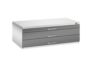 4055404383446 - CP 7100 Planschrank lichtgrau vulkangrau 3 Schubladen 1100 x 765 x 420 cm