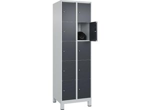 4066681680531 - 5er-Schließfachschrank Classic PLUS 2 Abteile lichtgrau grau B 600 mm 10 Fächer mit Füßen C+P 4066681680531 - 5er-Schließfachschrank Classic PLUS 2 Abteile lichtgrau grau B 600 mm 10 Fächer mit Füßen C+P