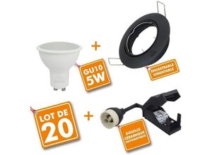 3700710826910 - Eclairage Design - 20er Set schwarz orientierbarer LED-Einbaustrahler mit GU10-Glühbirne 230V 5W Température de Couleur Blanc neutre 4000K