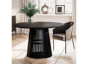 4251757719639 - Esszimmertisch Esstisch 120x120x77 cm Massivholz Schwarz Küchentisch