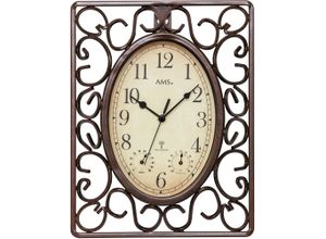 4037445153103 - Funkwanduhr AMS F5976 Wanduhren Gr B H L 5 cm x 31 cm x 23 cm braun Wanduhren