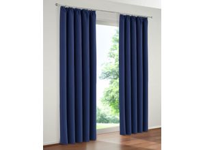 6943755941089 - Verdunkelungsvorhang MY HOME Solana Gr 1 blau (dunkelblau) B140cm H145cm Polyester Gardinen 2er-Set Verdunklungsvorhang mit Thermofunkltion Bestseller einfarbig