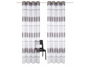 6920192991495 - Gardine MY HOME Napala Gr 1 grau Gardinen 145cm Ösen 140cm Polyester Vorhang 2-er Set Fertiggardine transparent Querstreifen B140cm H145cm