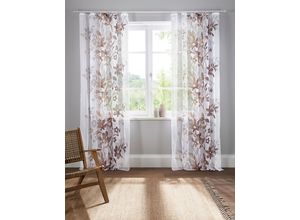 6920192998746 - Gardine HOME AFFAIRE Ina Gardinen Gr 295 cm Kräuselband 144 cm braun Kräuselband transparent 2-er Set einseitig bedruckt Voile