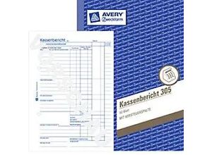 4004182205587 - Avery® Zweckform Kassenbericht 305-5 A5 Hochformat mit Ausfüllhilfe ohne Durchschläge perforiert & gelocht Papier weiß 5 Bücher mit 50 Blatt