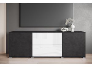 4068222584414 - Lowboard INOSIGN Kenia Sideboards Gr B H T 180 cm x 619 cm x 345 cm schwarz-weiß (matera anthrazit weiß hgl) Lowboards Der moderne RTV-Schrank mit 2 Türen und Schubladen Breite 180 cm